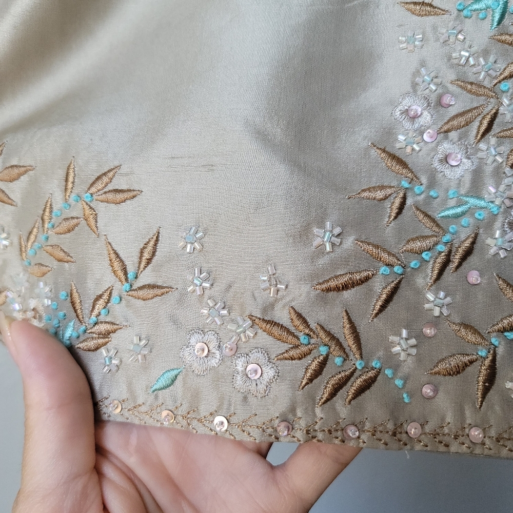 Johnny Was Biya Beaded Embroidery Silk Midi Jacket Size Medium Color Pebble NWT - Picture 7 of 16